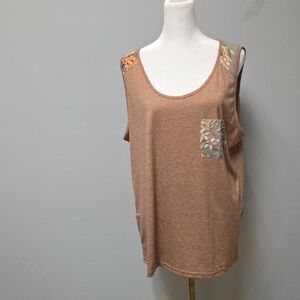Floral Accent Tan Women's Tank Top